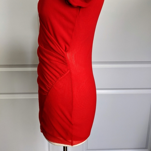 FUZZI Wrap Front V-Neckline Fine Mesh Knit Long Butterfly Bell Sleeves Red L NWT - Picture 10 of 16